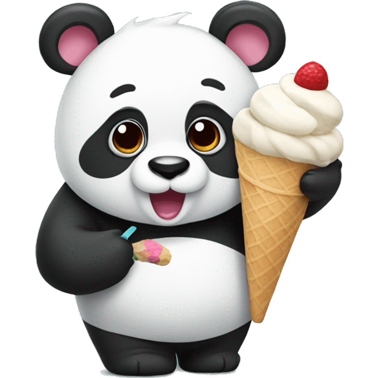 panda with ice cream emoji