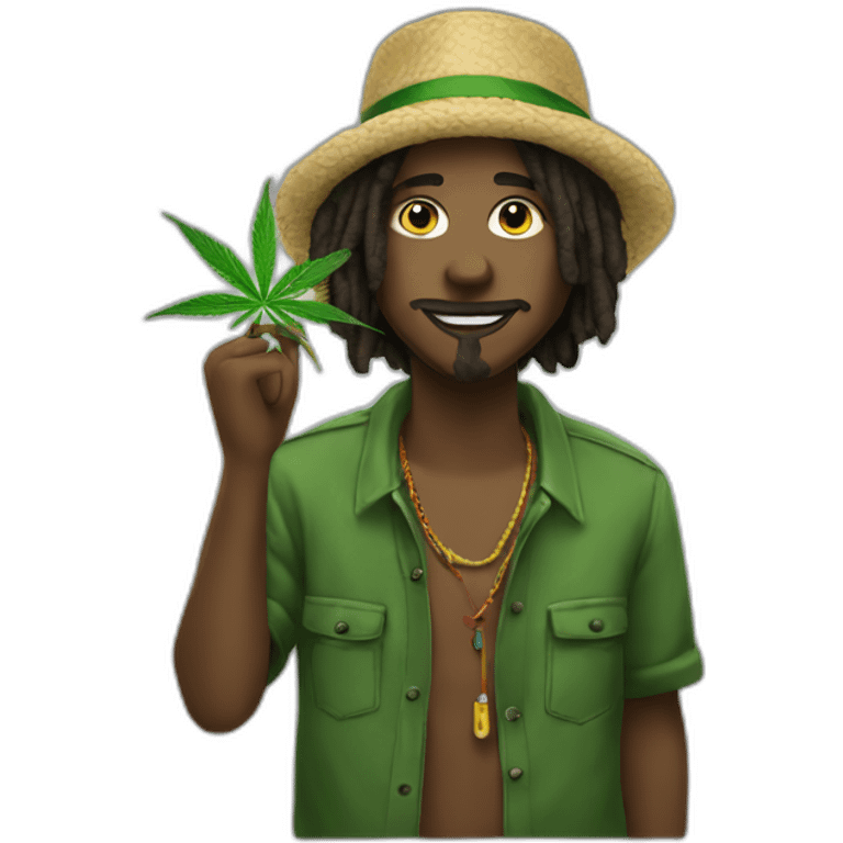 joven rasta fumando cannabis emoji