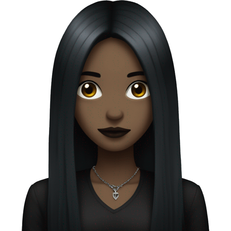 goth girl with long black hair emoji