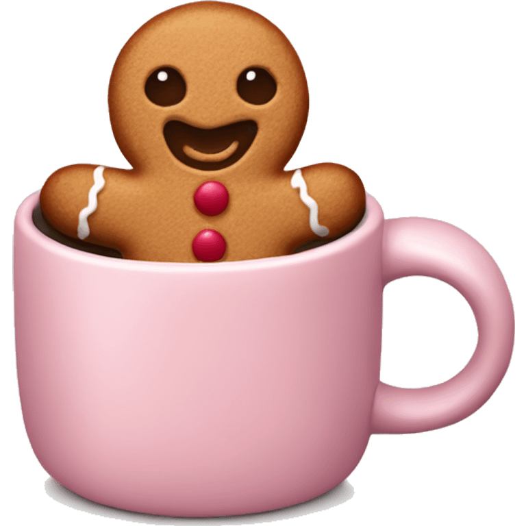 Light pink mug with gingerbread man sticking out  emoji