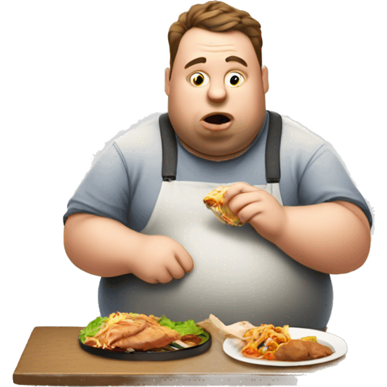 Fat man eating non veg  emoji