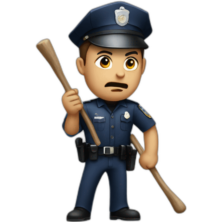 Police man angry holding a stick emoji