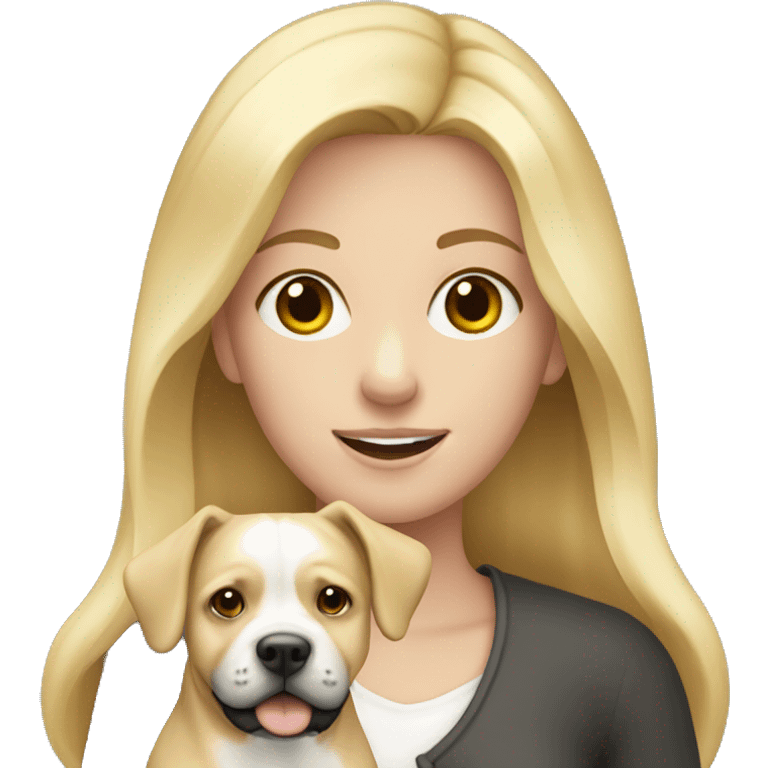 Blonde girl holding a Staffordshire  emoji