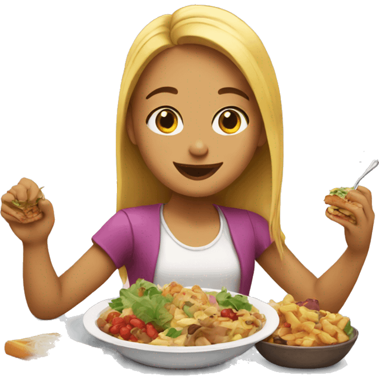 girl enjoying delicious food emoji