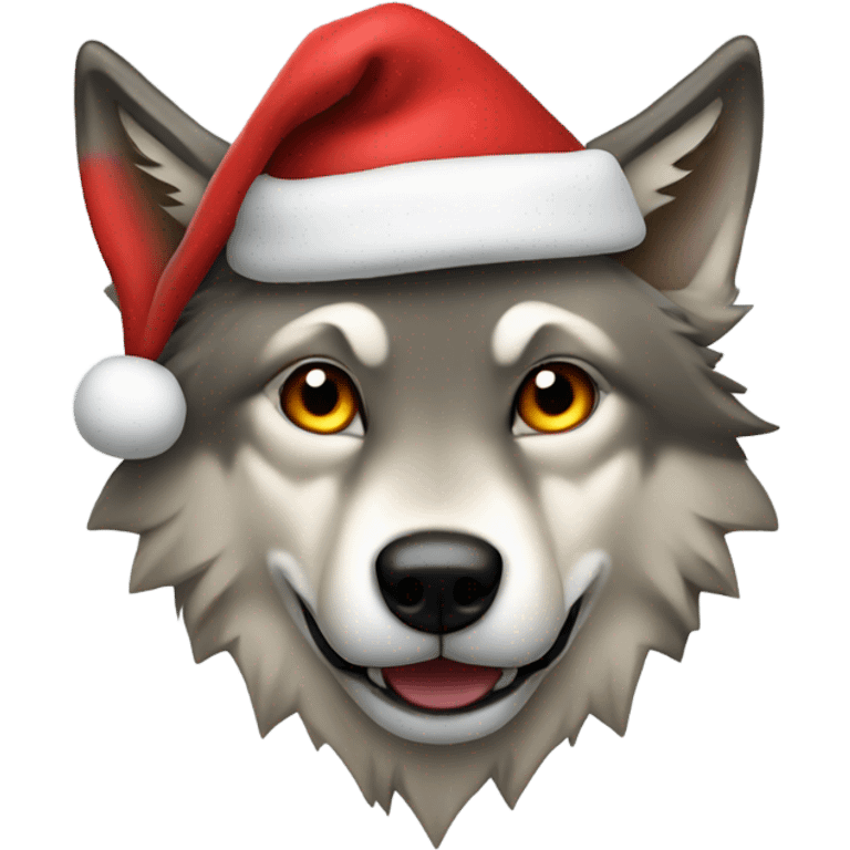 wolf in a santa hat emoji