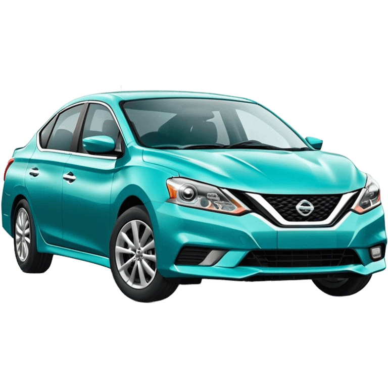 Greenish blue Nissan Sentra zooming on the road  emoji