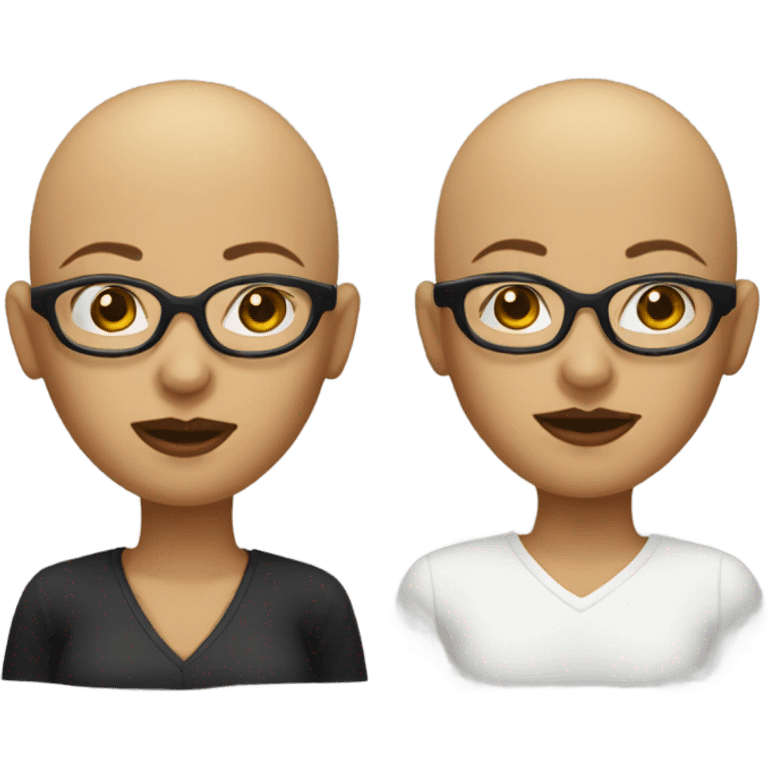 Bald head female head with black frames glasses and right nostril pierce  emoji