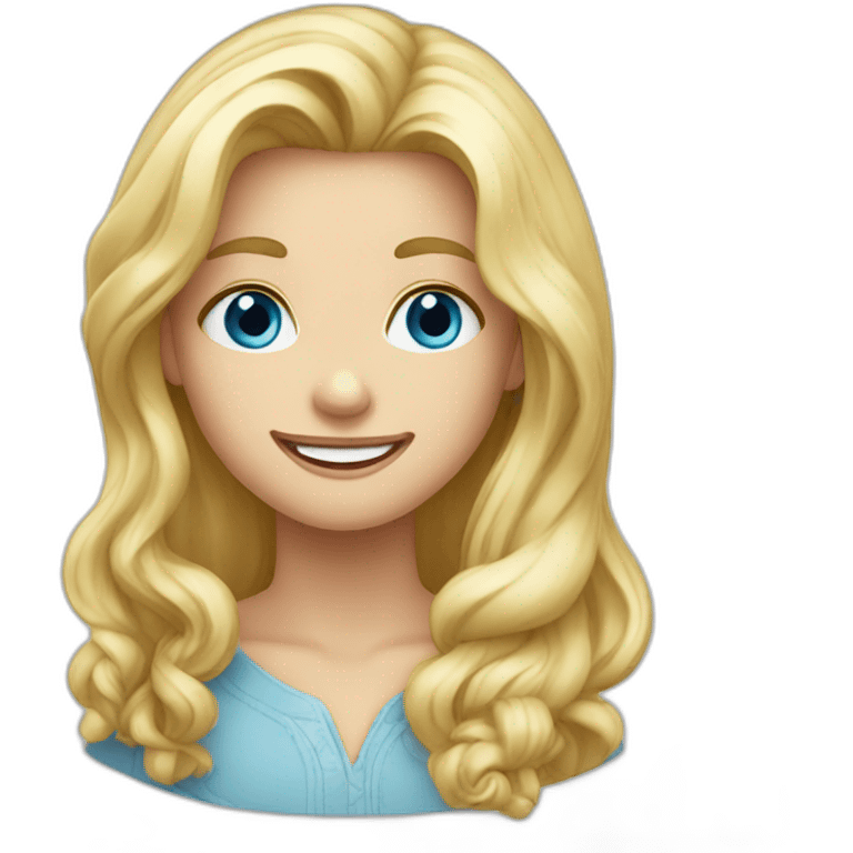 blond blue-eyes long hair smile eat chocolate emoji