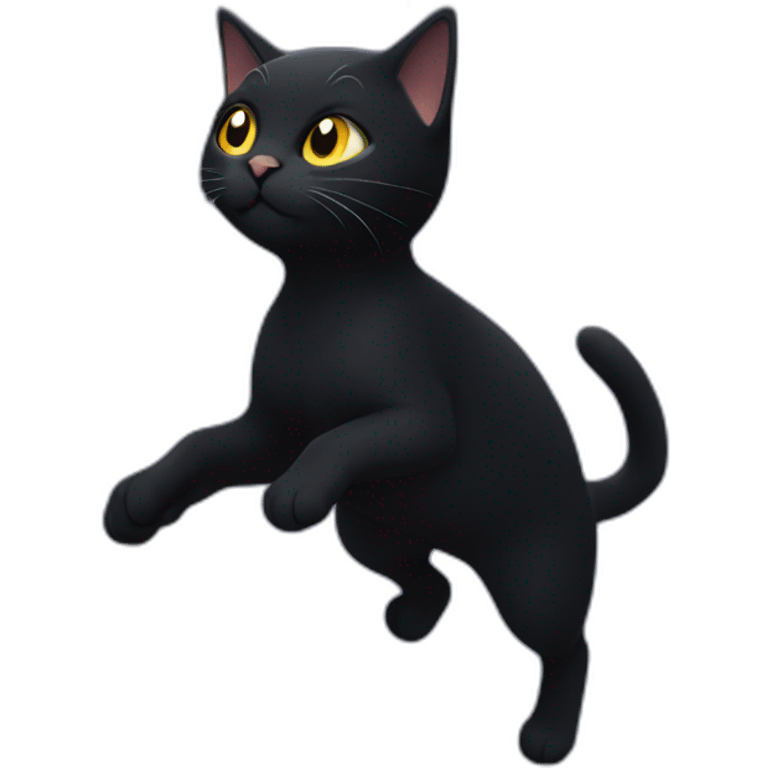 Black cat running through the starry sky emoji