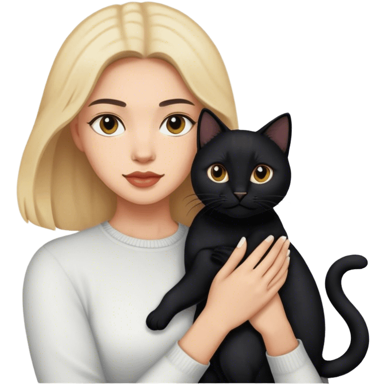 Women holding two black cats  emoji