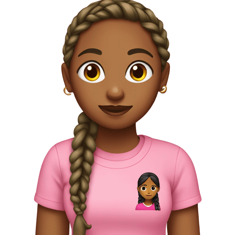 Brown girl with braids wearing pink and green  “AKA” t shirt  emoji