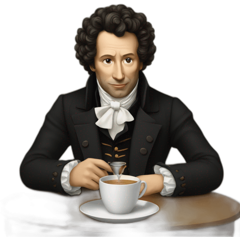 pushkin drinks coffee emoji