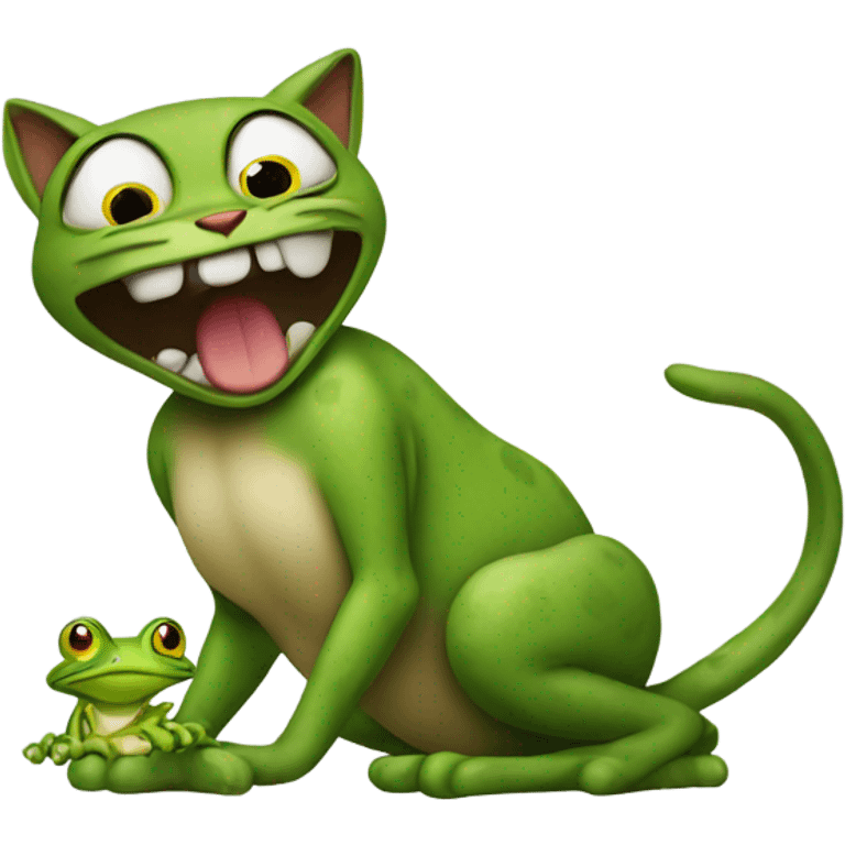 A Cat beating a frog  emoji