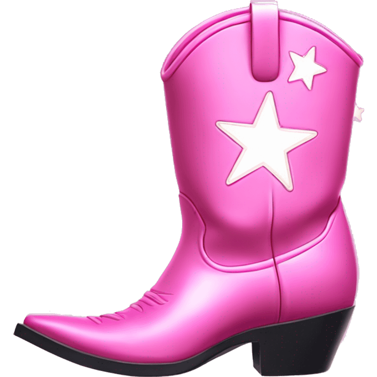 Pink cowboy boots with stars iridescent two boots emoji