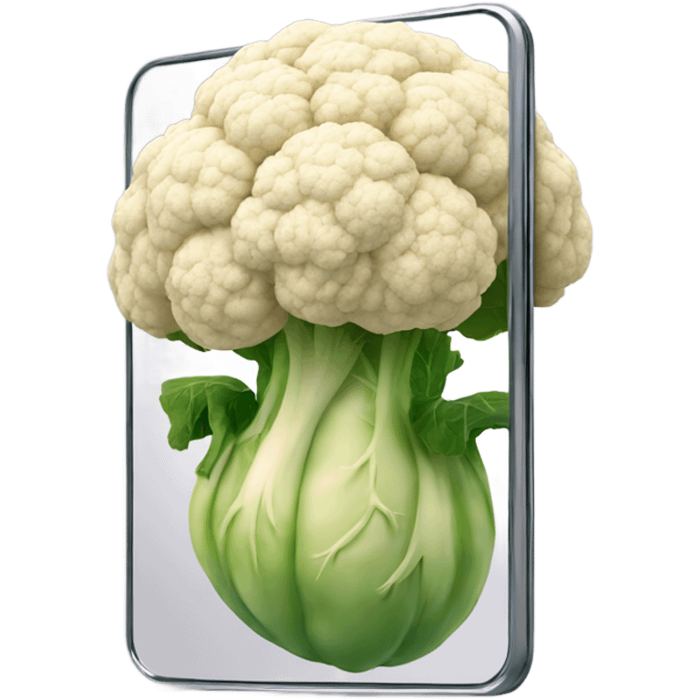 cauliflower looks into the mirror with big eyes emoji