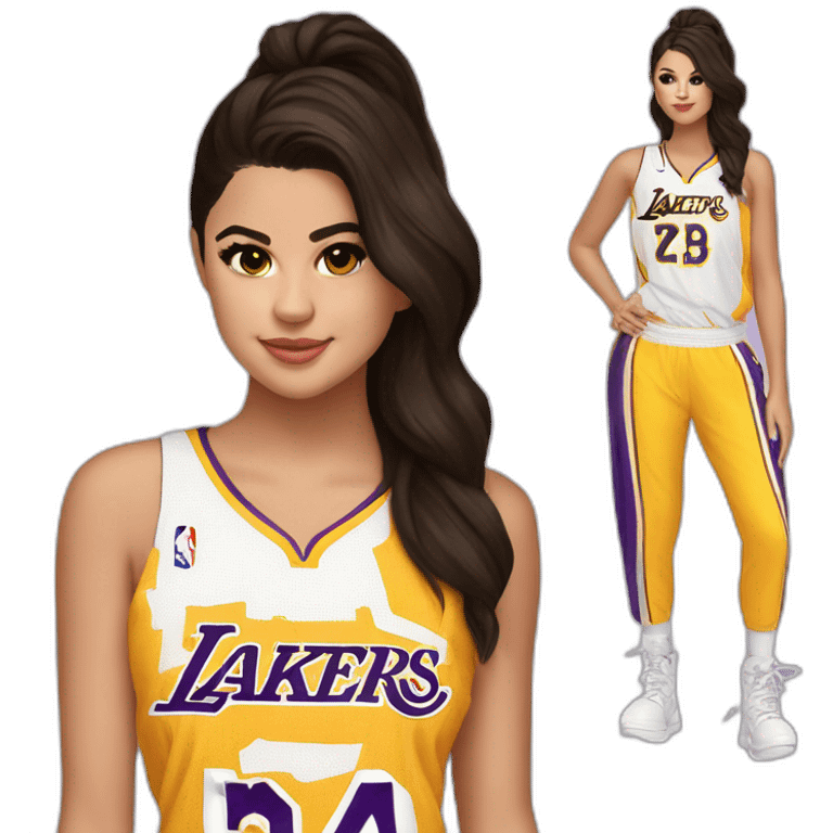 selena gomez wearing yellow lakers jersey emoji