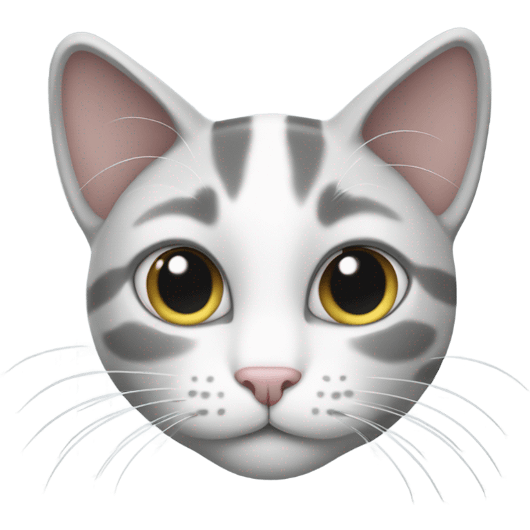 white and gray cat with three legs emoji