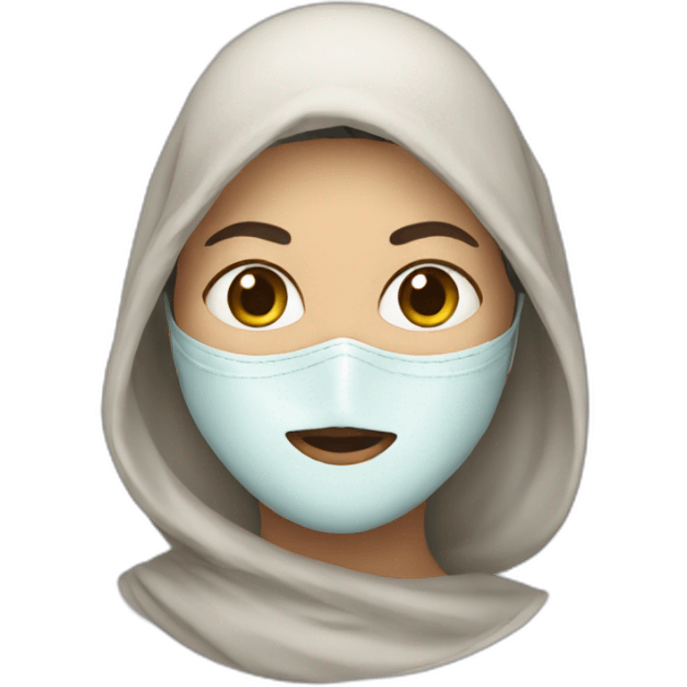 Woman wearing a mask and head covering  emoji