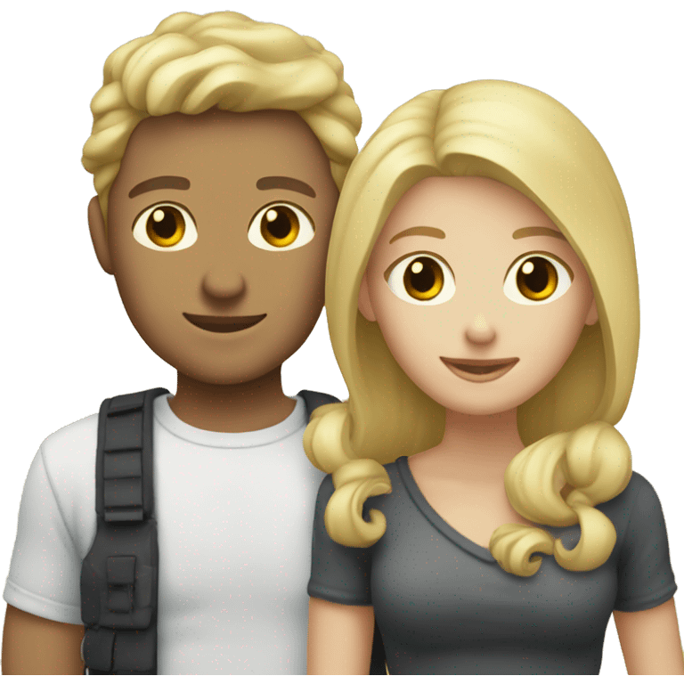 blonde male female couple by ocean smile emoji