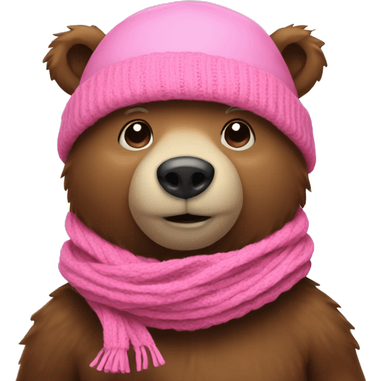 Bear with pink hat and scarf emoji