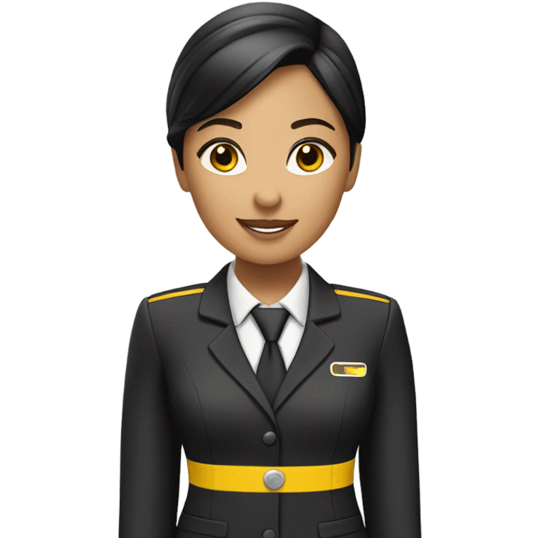 Black yellow flight attendant Asian  emoji