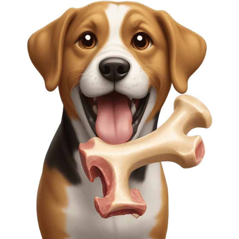 Dog eating a big bone emoji