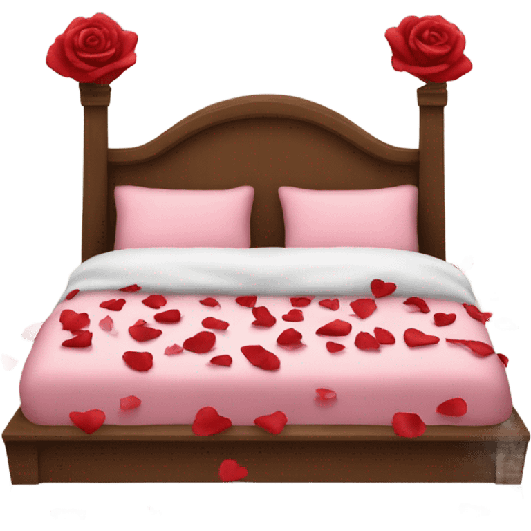 Valentine’s Day bed with rose petals emoji