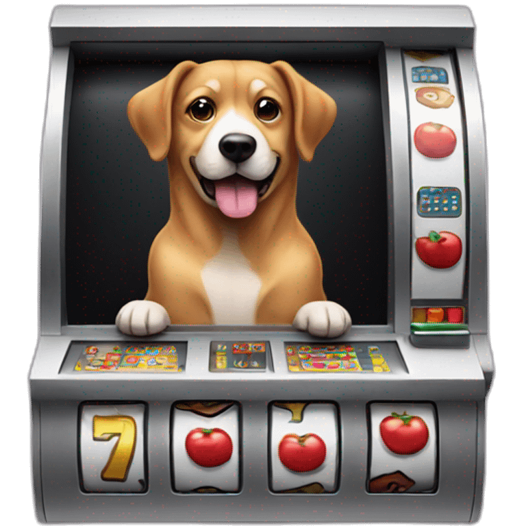 A dog playing a slot machine winning emoji