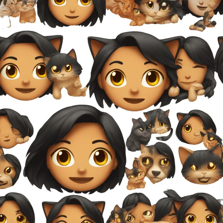 red cat and girl with black hair emoji