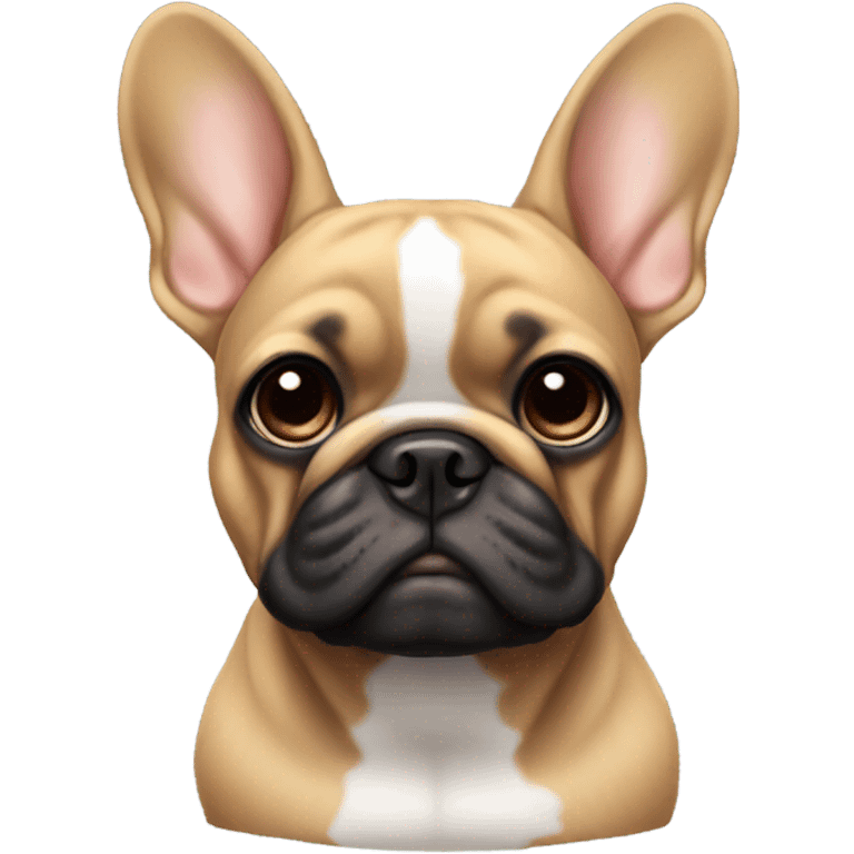 Tan and black French bulldog with ears that fold down emoji