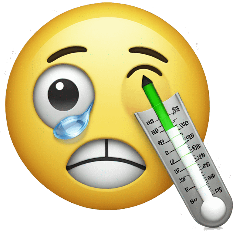 A smiley face with a thermometer right above it emoji