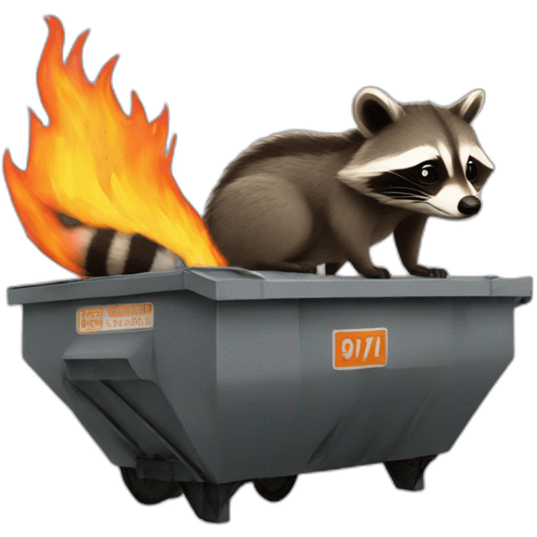 a raccoon riding a dumpster fire like it's a stallion emoji