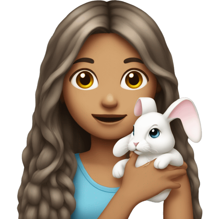 Girl with long hair hold bunny  emoji