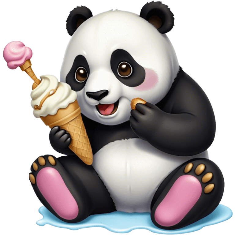 Panda eating ice cream emoji