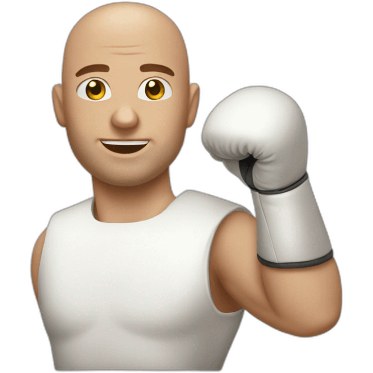 Bald white man box gloves emoji