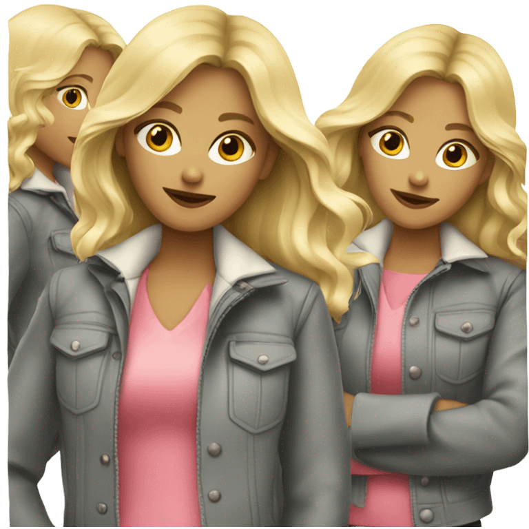 blonde girls in stylish jackets emoji