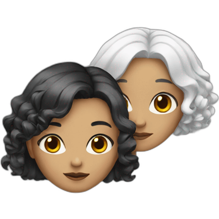 Two girls with black and white hair  emoji