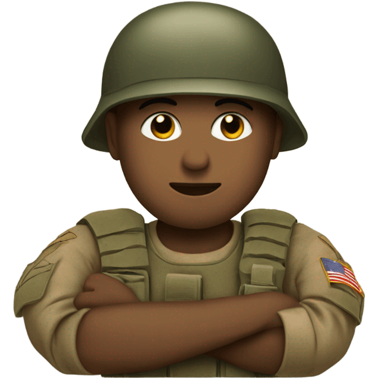 soldier with making heart with their arms emoji