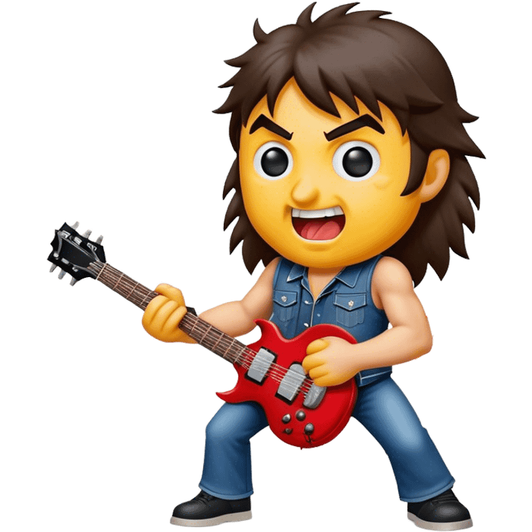 Cinematic Realistic AC/DC Pop Culture Emoji, showcasing an electrifying portrayal inspired by the legendary rock band rendered with vivid textures and energetic lighting. emoji