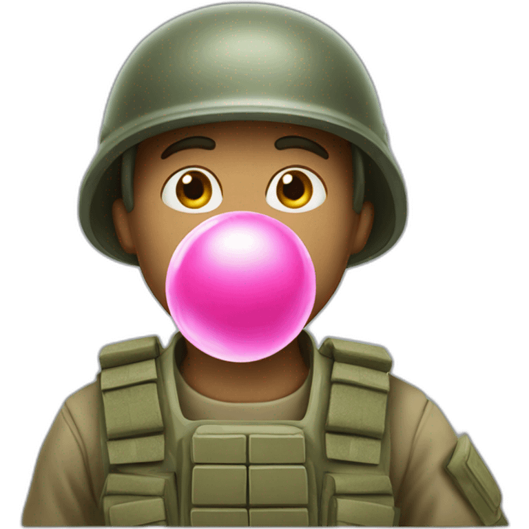 Soldier shooting bubble gum emoji