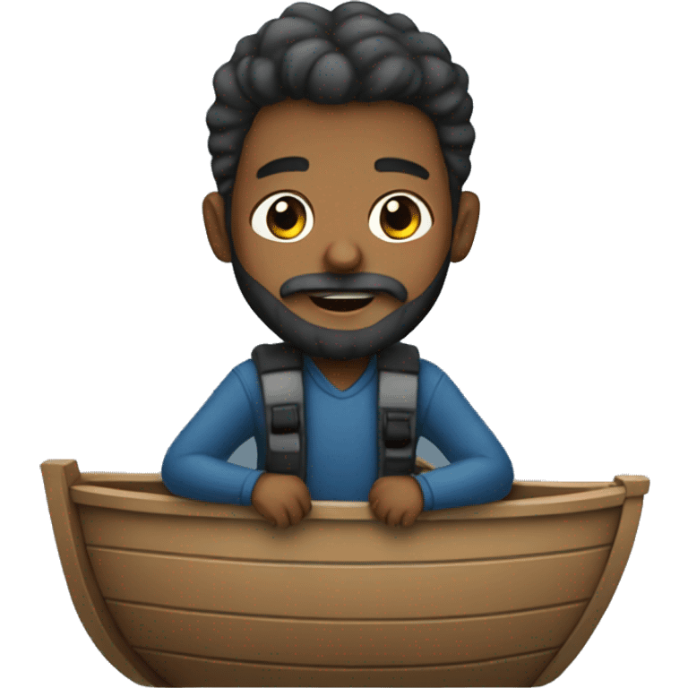 Boy with beard on a boat emoji