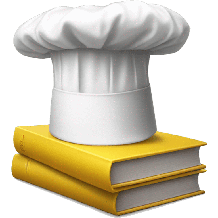 white chef hat on top of closed book with yellow cover emoji