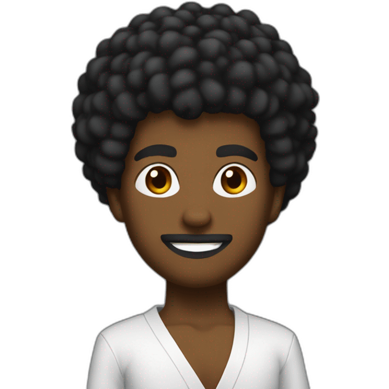 black karate instructor with afro hair and a low taper haircut, and a small fade on the sides and a big forehead emoji