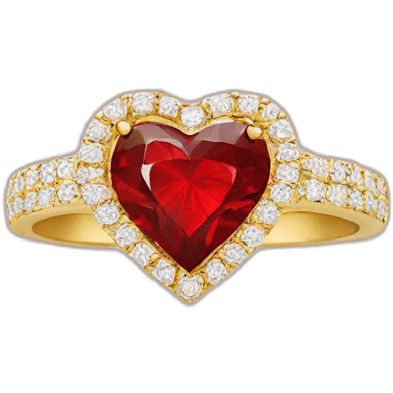 Red Diamond heart gold ring emoji