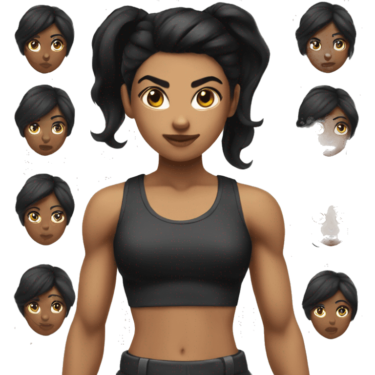 muscular girl with black hair muscular girl with black hair emoji