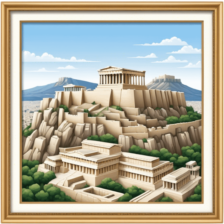 Cinematic Realistic Acropolis Landmark Emoji, showcasing ancient ruins set against a clear sky rendered with intricate detail and timeless lighting. emoji