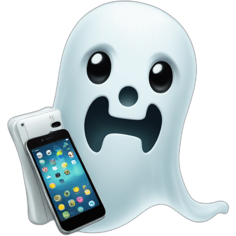 funny ghost with phone emoji