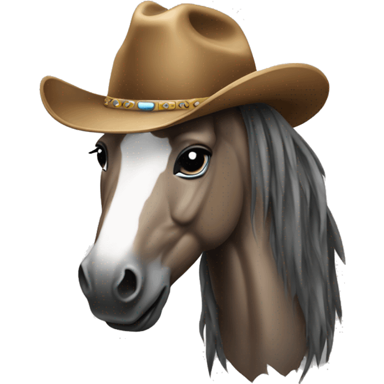 mirror horse with cowboy hat emoji