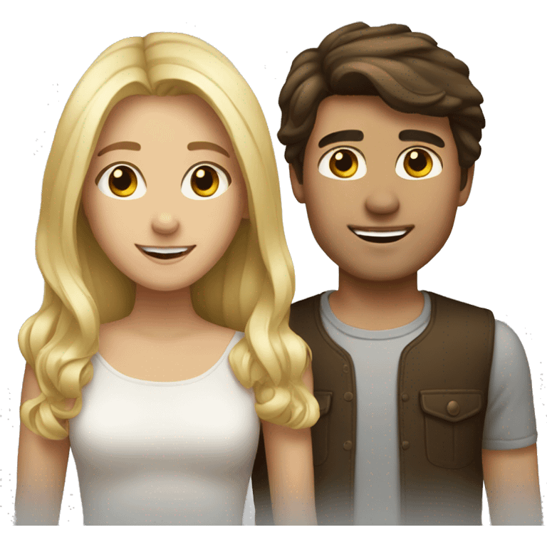 Brunette girl and blond guy  emoji