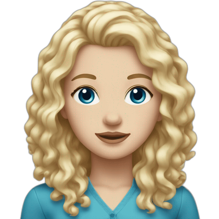 white girl with blonde wavy hair and blue eyes emoji